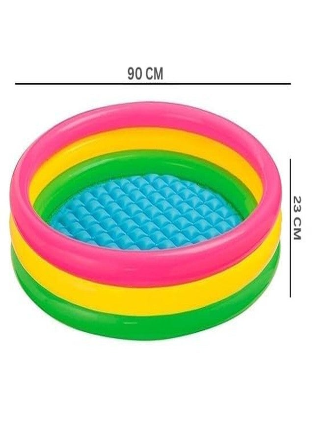 Jukusa 3ft Baby Bath Water Tub for Swimming Pool, Glow Round Colourful Ring Baby Bath Tub, Soft Inflatable Pool for Kids(35.4" x 9" (90cm x 23cm)) (Multicolor) - Image 5