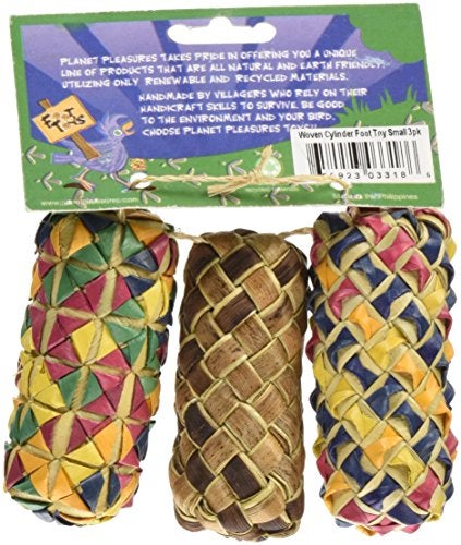 Planet Pleasures Woven Cylinder Foot Toy (3 Pack), Small - Image 2