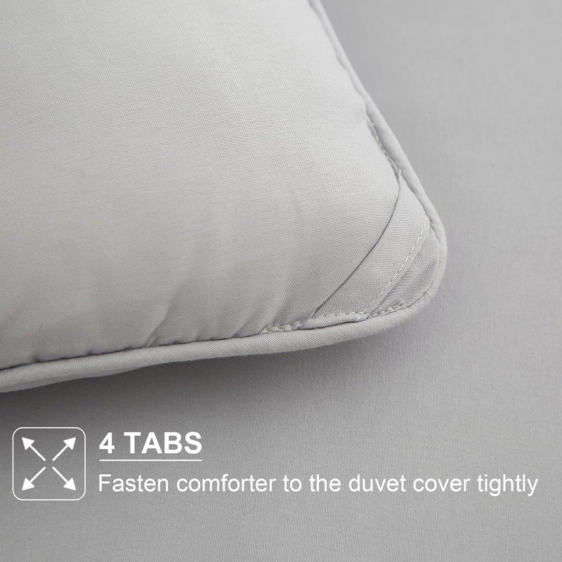 AMWAN Quilted Comforter Set Light Grey 3 PCS King Size (1 Comforter and 2 Pillowcases), Solid Brushed Bedding Comforter Set, Box Stitched King Microfiber Bedding Sets, Soft Thick Comforter Sets - Image 4
