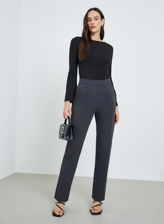 Take Two Grey High Rise Tapered Leg Pants - Image 5