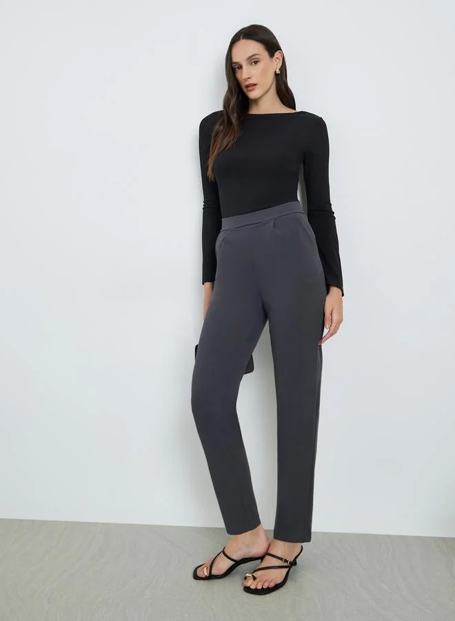 Take Two Grey High Rise Tapered Leg Pants