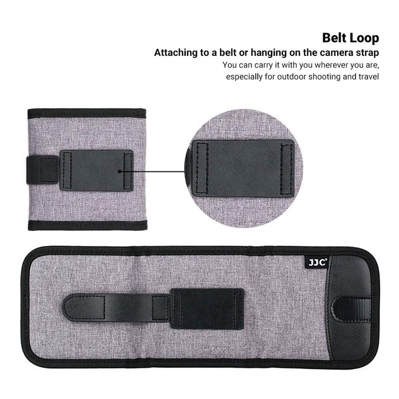JJC 3 Pockets Camera Filter Case for Filter Up to 82mm (fits 82mm 72mm 67mm 62mm 58mm 55mm 52mm 49mm 46mm 43mm 40.5mm 37mm) with Microfiber Cleaning Cloth,Belt Loop Design Compact Lens Filter Pouch Wallet - Image 2