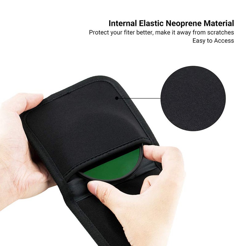 JJC 3 Pockets Camera Filter Case for Filter Up to 82mm (fits 82mm 72mm 67mm 62mm 58mm 55mm 52mm 49mm 46mm 43mm 40.5mm 37mm) with Microfiber Cleaning Cloth,Belt Loop Design Compact Lens Filter Pouch Wallet - Image 4