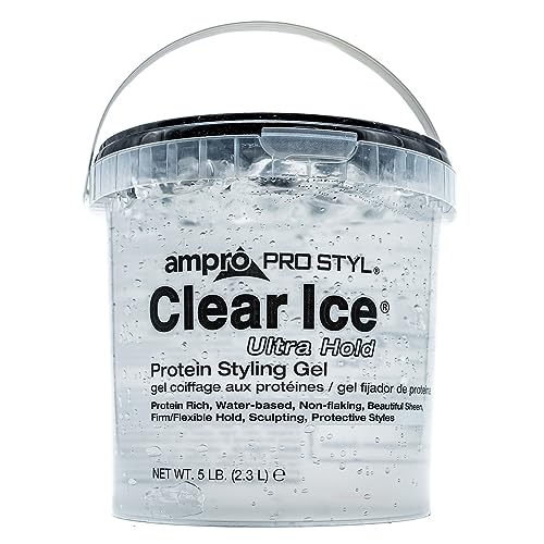 AmPro Pro Styl Clear Ice Styling Gel - Protects and Strengthens Your Strands - Non-Flaking, Alcohol Free, Vegan Formula - Flexible, Touchable Hold for All Hair Types - 80 oz - Image 1