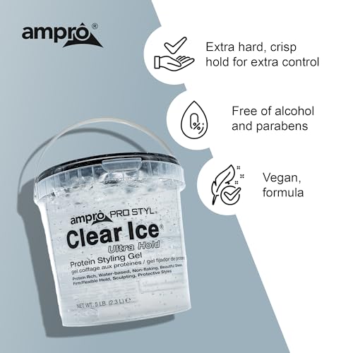 AmPro Pro Styl Clear Ice Styling Gel - Protects and Strengthens Your Strands - Non-Flaking, Alcohol Free, Vegan Formula - Flexible, Touchable Hold for All Hair Types - 80 oz - Image 5