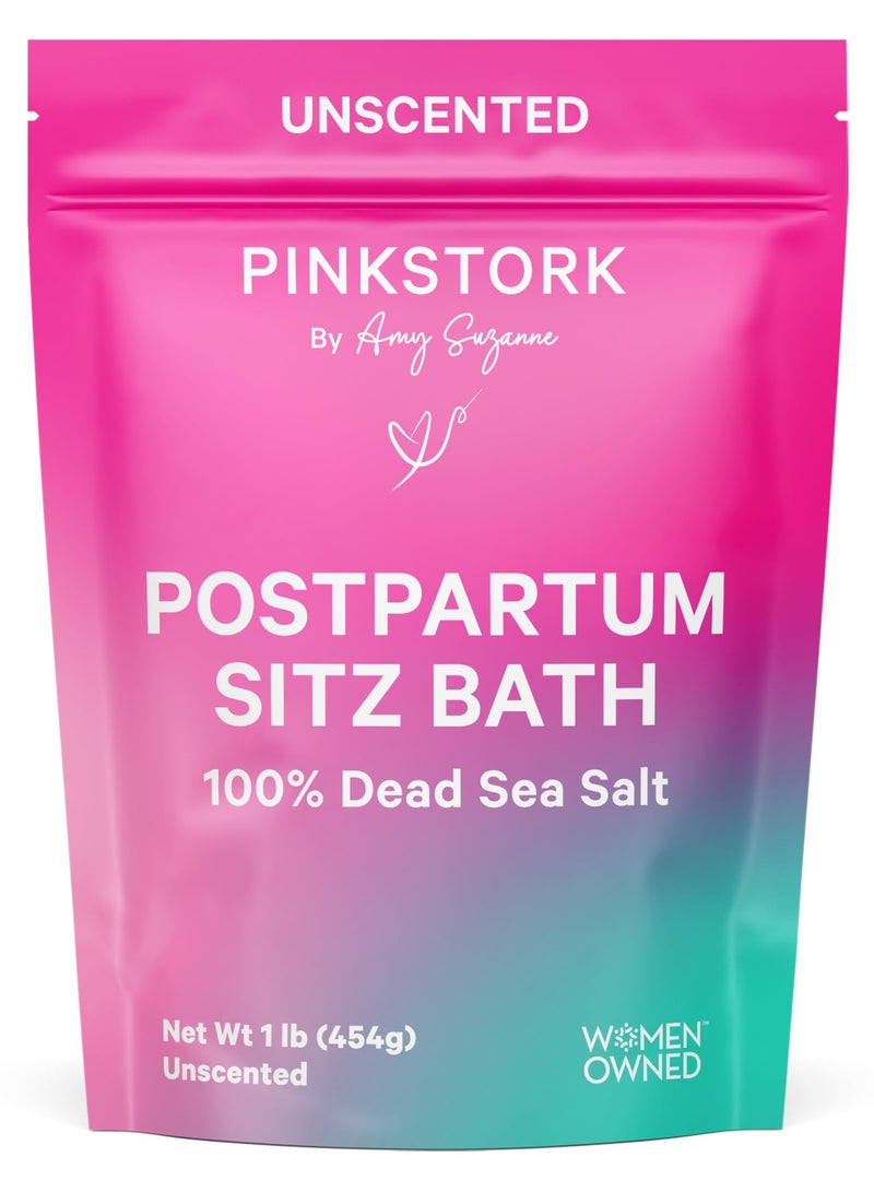 Pink Stork Postpartum Sitz Bath, 100% Dead Sea Salt, Unscented, Net Wt 1 lb (454g) - Image 1
