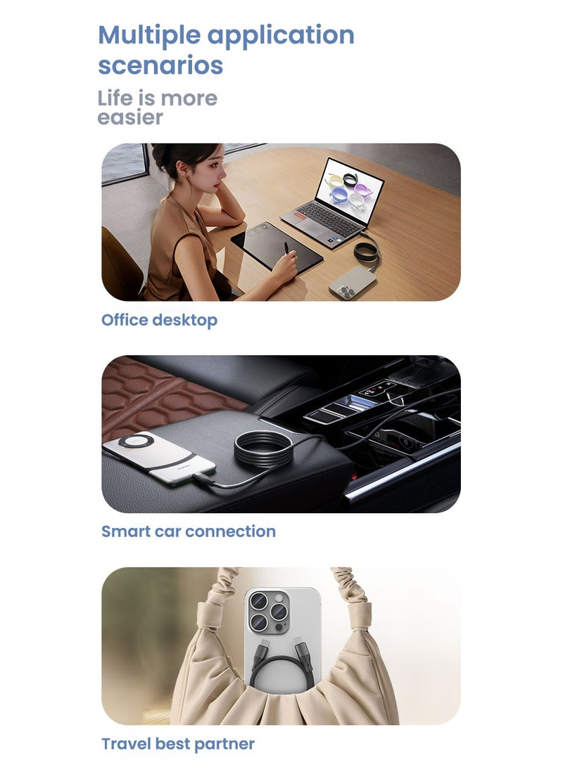 EKR 100W USB-C to USB-C Braided Fast Charging Cable | 2M | Emark Chip | High-Speed Data Transfer - White - Image 4