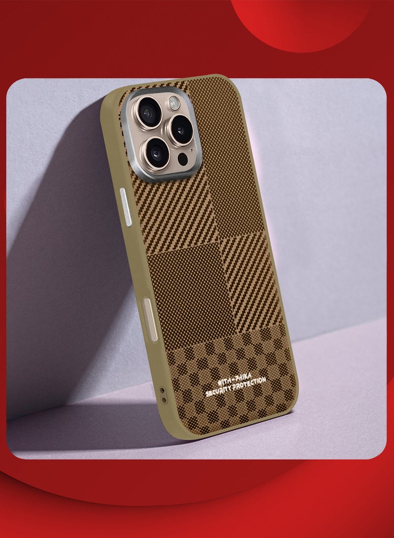 CATANES iPhone 16 Pro Max 2Packs Case Cover Carbon Fiber Pattern Phone Case Slim Shockproof Back Cover with 3D Screen Protector - Grid Pattern - Image 5