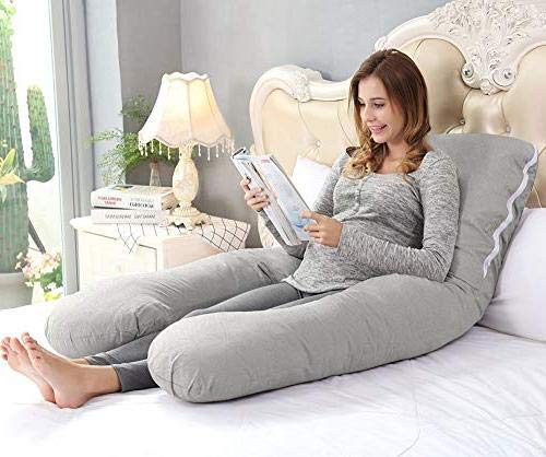 Snoozy SNOOZY Ultra Soft PregnancyPillow/Maternity Pillow Multi Purpose with Removable Cover & Zip (U-Shape)- Grey  - Image 1