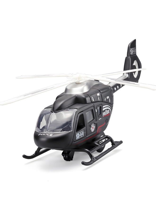 NOVAFUSION Kids Diecast Military Helicopter Model Kit, Pull Back Toy with Lights, Sound and Rotatable Propeller, Helicopter Toys for Boys Age 4-7 (Black) - Image 1
