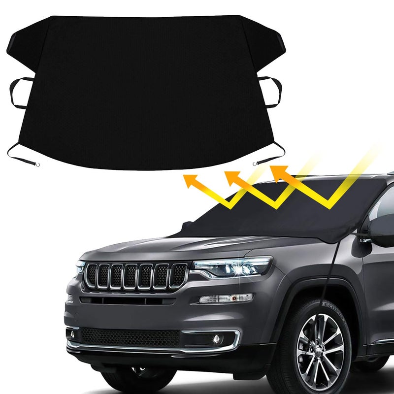 Monfasye Car Windshield Cover Large Enhanced 600D Oxford Fabric Windshield Frost Cover for Ice and Snow Frost Waterproof Wiper Front Window Protects UV Sunshade Cover for Most Cars SUV Vans (75" x 42") - Image 1
