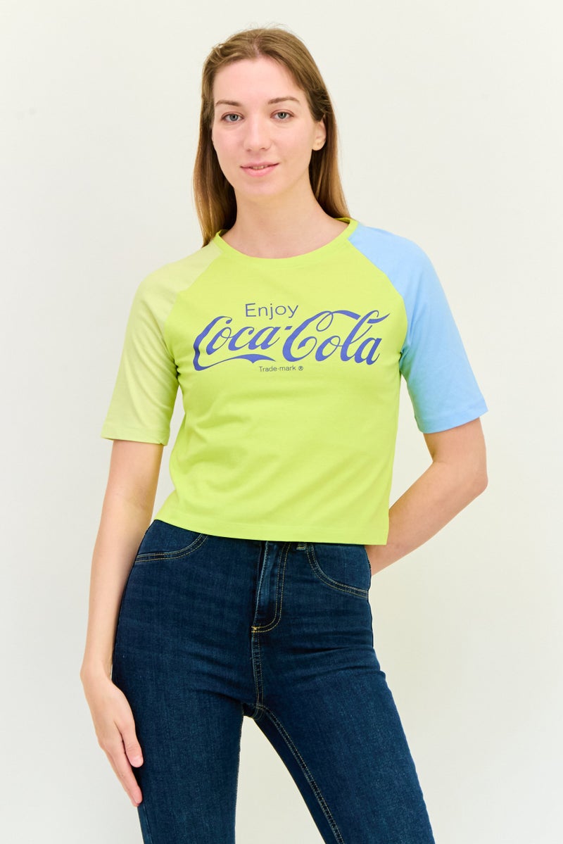 ONLY Only x Coca Cola Women Crew Neck Short Sleeves Graphic Print Top, Multicolor  - Image 1