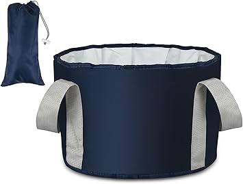 DS.DISTINCTIVE STYLE ds distinctive style Foot Soaking Tub Collapsible Bucket with Handle 47 Gallon18 L Portable Wash Bag for Fishing Traveling and Camping Navy Blue - Image 1