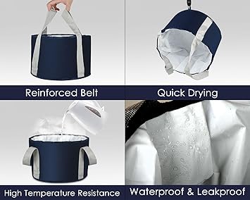 DS.DISTINCTIVE STYLE ds distinctive style Foot Soaking Tub Collapsible Bucket with Handle 47 Gallon18 L Portable Wash Bag for Fishing Traveling and Camping Navy Blue - Image 5