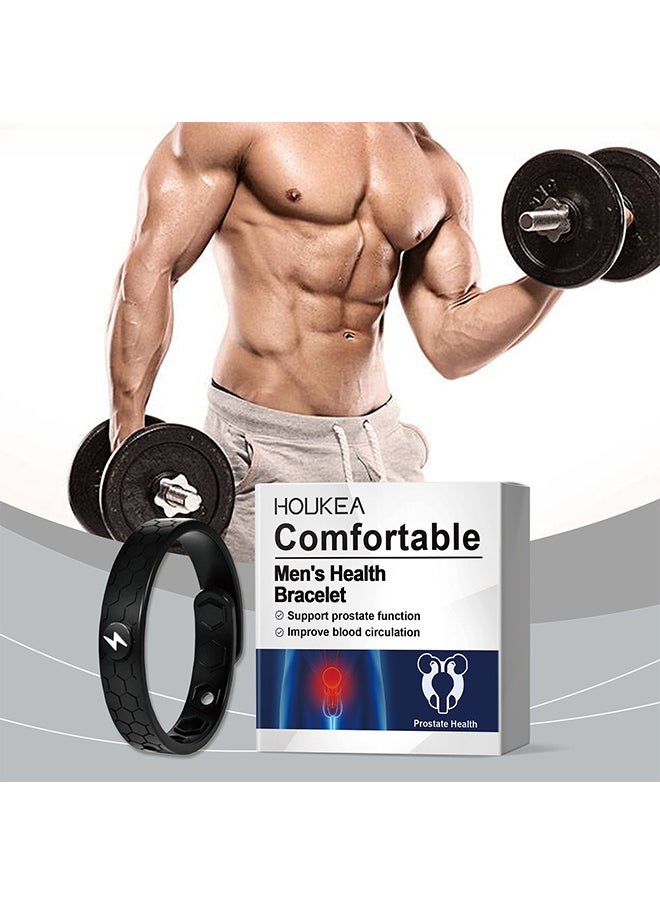Houkea Men's Magnetic Bracelet, Magnetic Copper Prostate Band, Prostate Bracelet, Prostate Thrust Bracelet, Promotes Blood Circulation (Black)  - Image 1
