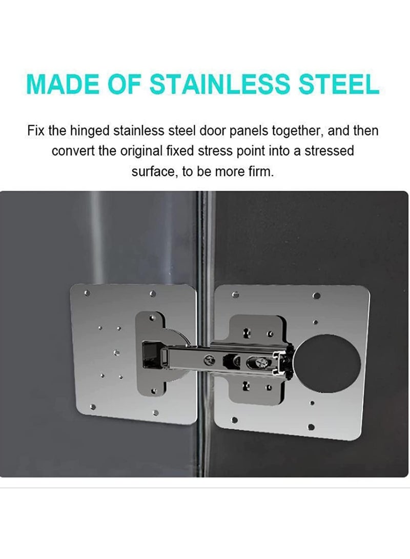 1 Set Cabinet Door Hinges Hinge Repair Plate for Cabinet Furniture Drawer Window Stainless Steel Plate Repair Accessor Easy Installation Mount Concealed Cabinet Hinge With 10 Screws - Image 4