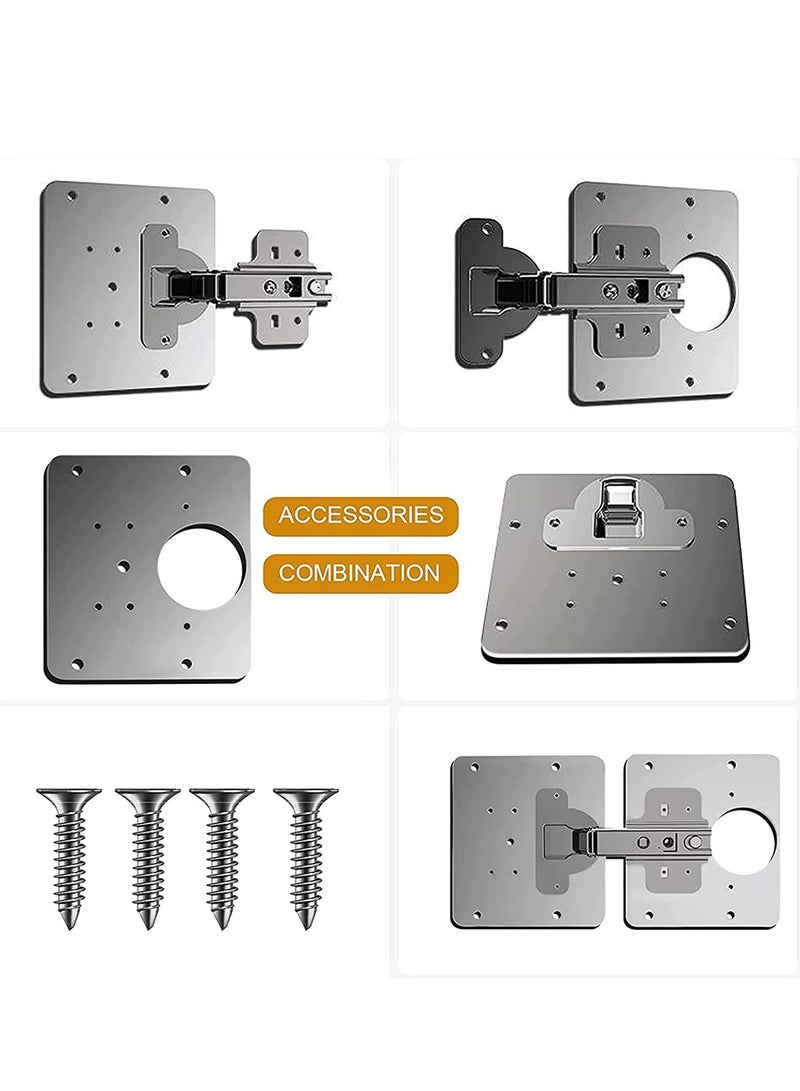 1 Set Cabinet Door Hinges Hinge Repair Plate for Cabinet Furniture Drawer Window Stainless Steel Plate Repair Accessor Easy Installation Mount Concealed Cabinet Hinge With 10 Screws - Image 3