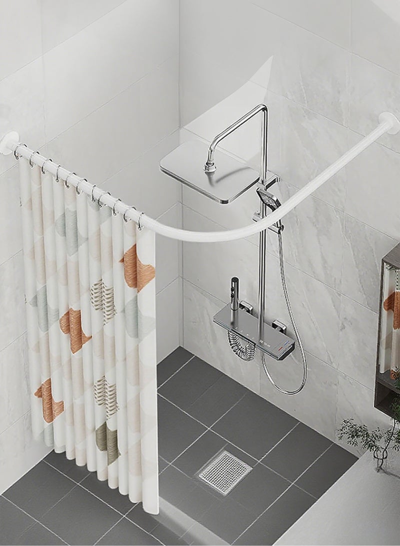 والالا قضيب ستارة دش زاوية قابل للتمديد من الفولاذ المقاوم للصدأ، قضيب ستارة معدني على شكل حرف L مربع منحني بزاوية 90 درجة، قضيب حوض استحمام منحني قابل للتعديل 100-170 سم - Image 1