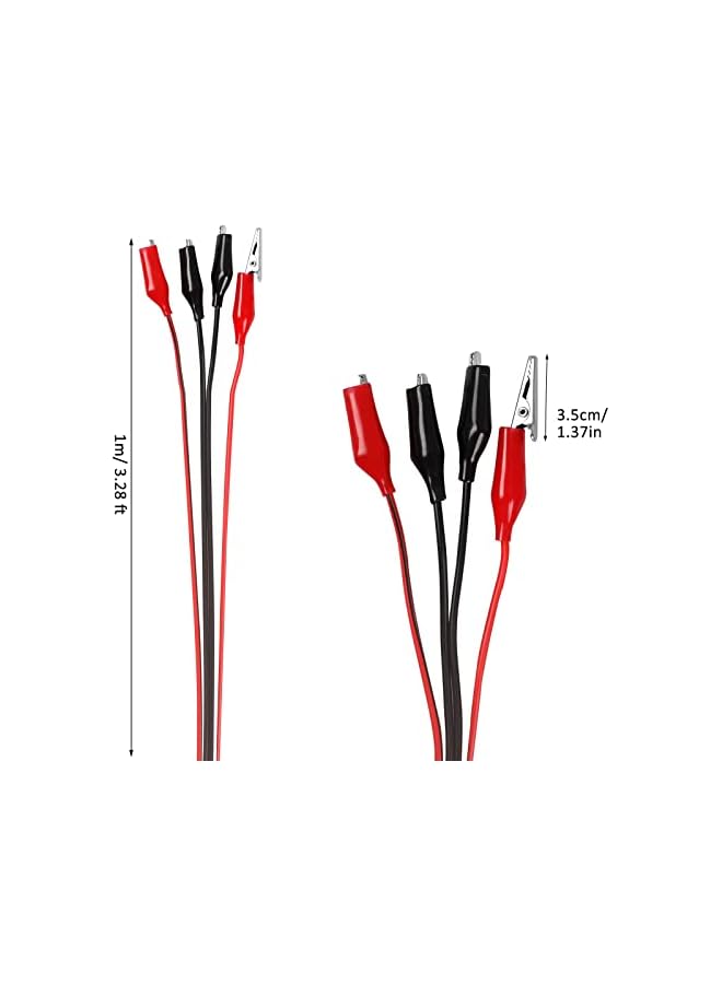 The Bros 5 مجموعات مشابك التمساح الكهربائية، أسلاك اختبار معزولة بمشابك تمساح، أسلاك قفز مزدوجة الطرف للاختبار الكهربائي، اتصال الدائرة، التجربة (أحمر وأسود) - Image 4