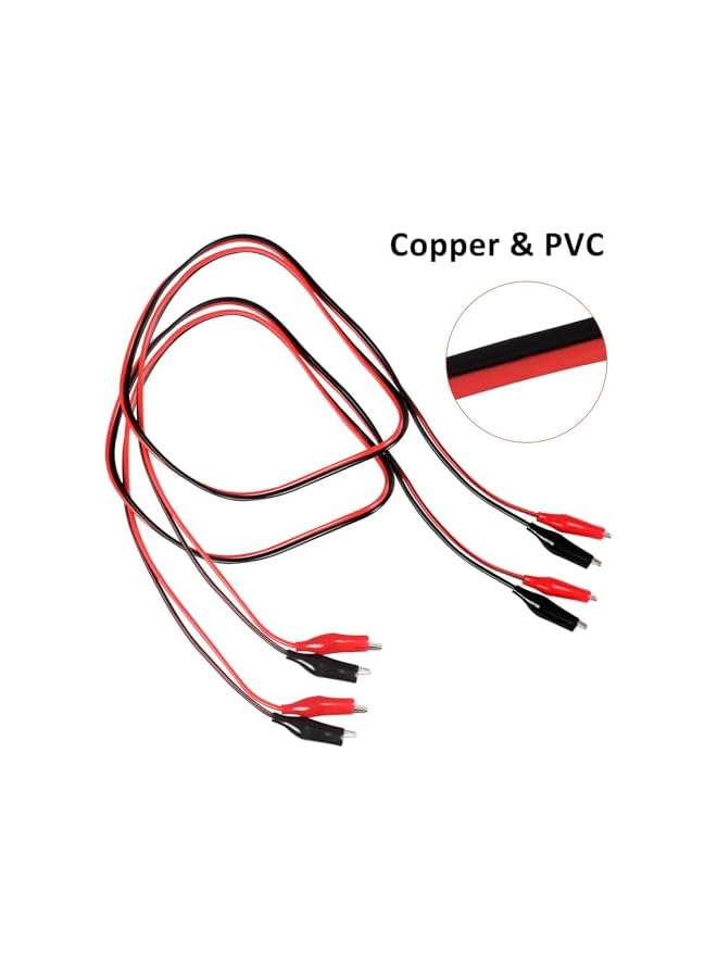 The Bros 5 مجموعات مشابك التمساح الكهربائية، أسلاك اختبار معزولة بمشابك تمساح، أسلاك قفز مزدوجة الطرف للاختبار الكهربائي، اتصال الدائرة، التجربة (أحمر وأسود) - Image 3