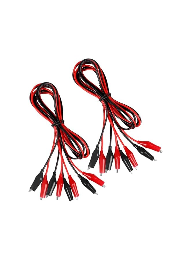 The Bros 5 مجموعات مشابك التمساح الكهربائية، أسلاك اختبار معزولة بمشابك تمساح، أسلاك قفز مزدوجة الطرف للاختبار الكهربائي، اتصال الدائرة، التجربة (أحمر وأسود) - Image 2