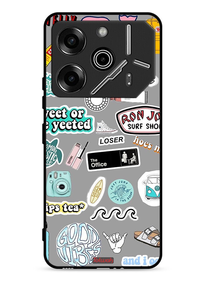 Tolwak Tecno Pova 6 Pro 5G Protective Case Cover Good Vibes Stickers - Image 1