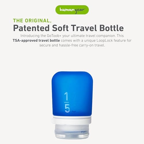 humangear GoToob+ (Small) | Refillable Silicone Travel Bottle | Locking Lid | Food-Safe Material | Dark Blue, Small (1.7 fl.oz; 53ml) - Image 2