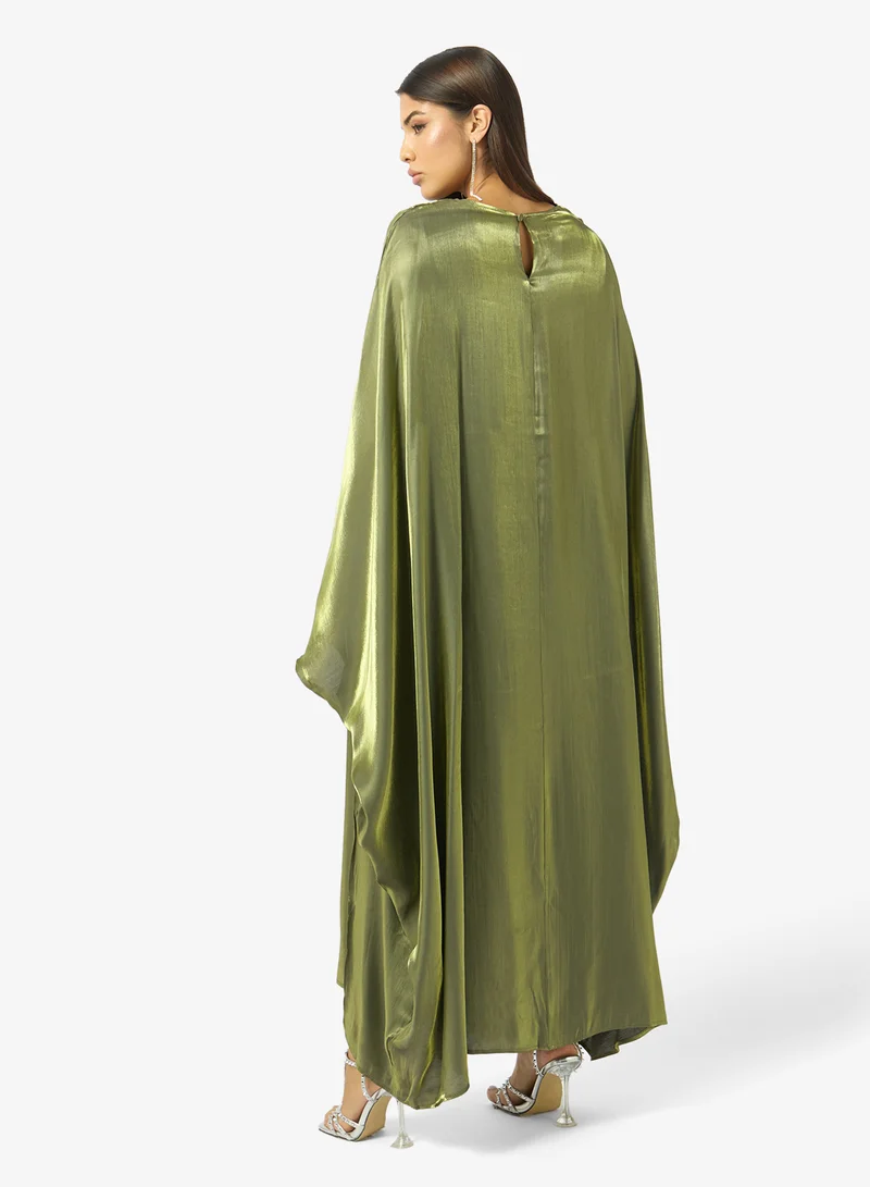 Khizana Dress With Exaggerated Cape Sleeve