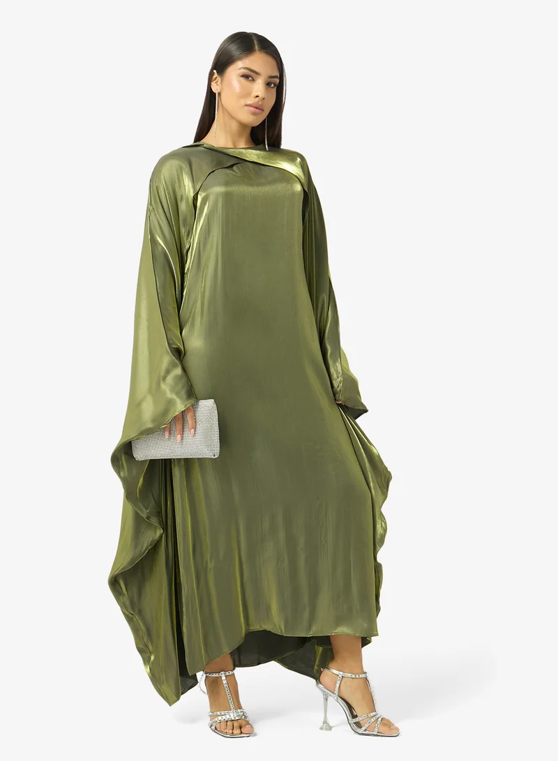 Khizana  Dress With Exaggerated Cape Sleeve for Women | Best Price UAE