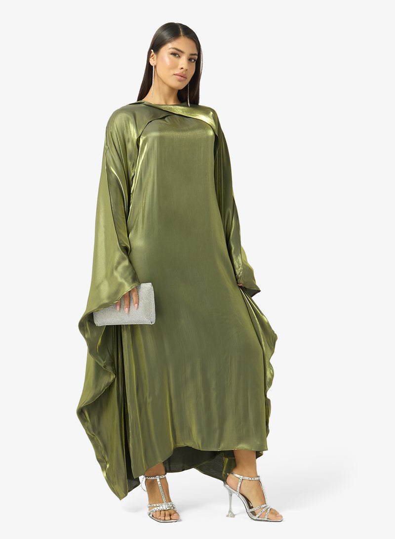 Khizana Dress With Exaggerated Cape Sleeve - Image 4