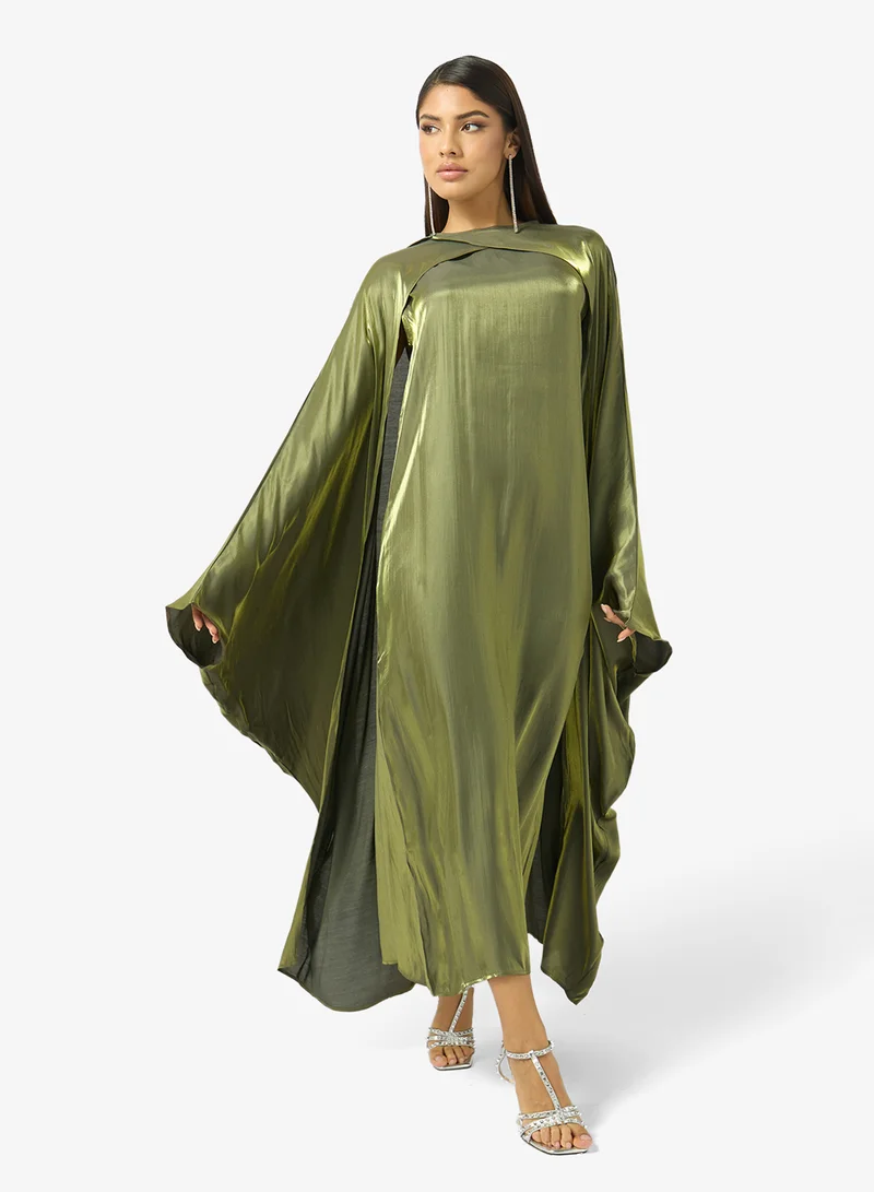 Khizana Dress With Exaggerated Cape Sleeve