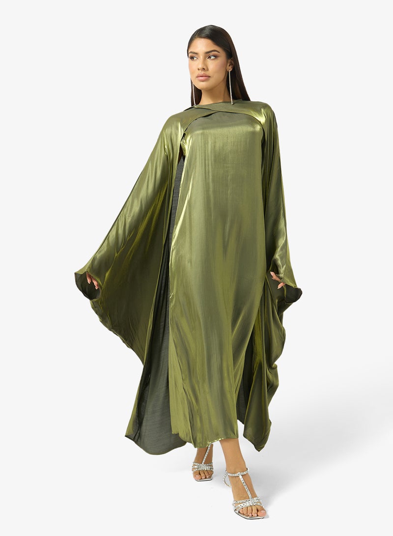Khizana Dress With Exaggerated Cape Sleeve - Image 1