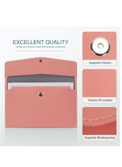 SYOSI File Folder PU Leather A4 Document Holder File Organizer Filing Envelope Portfolio Case Tablet Sleeve with Magnetic Snap Closure for Home School Office Stationery Pink  - Image 2