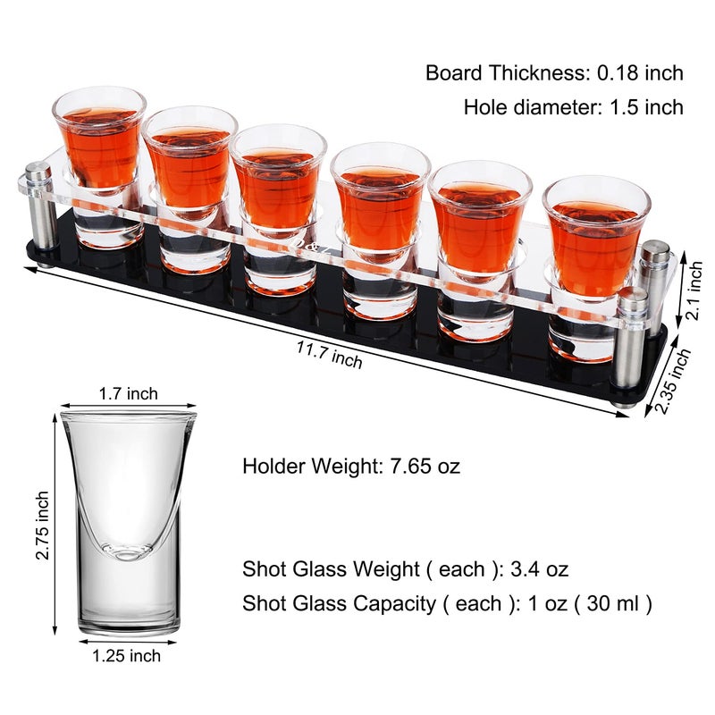 DZ D&Z Shot Glass Holder with 6 Heavy-Base 1 oz (30 ml) Shooter Glasses, Assembled Acrylic Server for Restaurant, Bar, Family Gathering, Tasting Glass for Tequila, Vodka, Whiskey, Beer, Wine, Soju - Image 5
