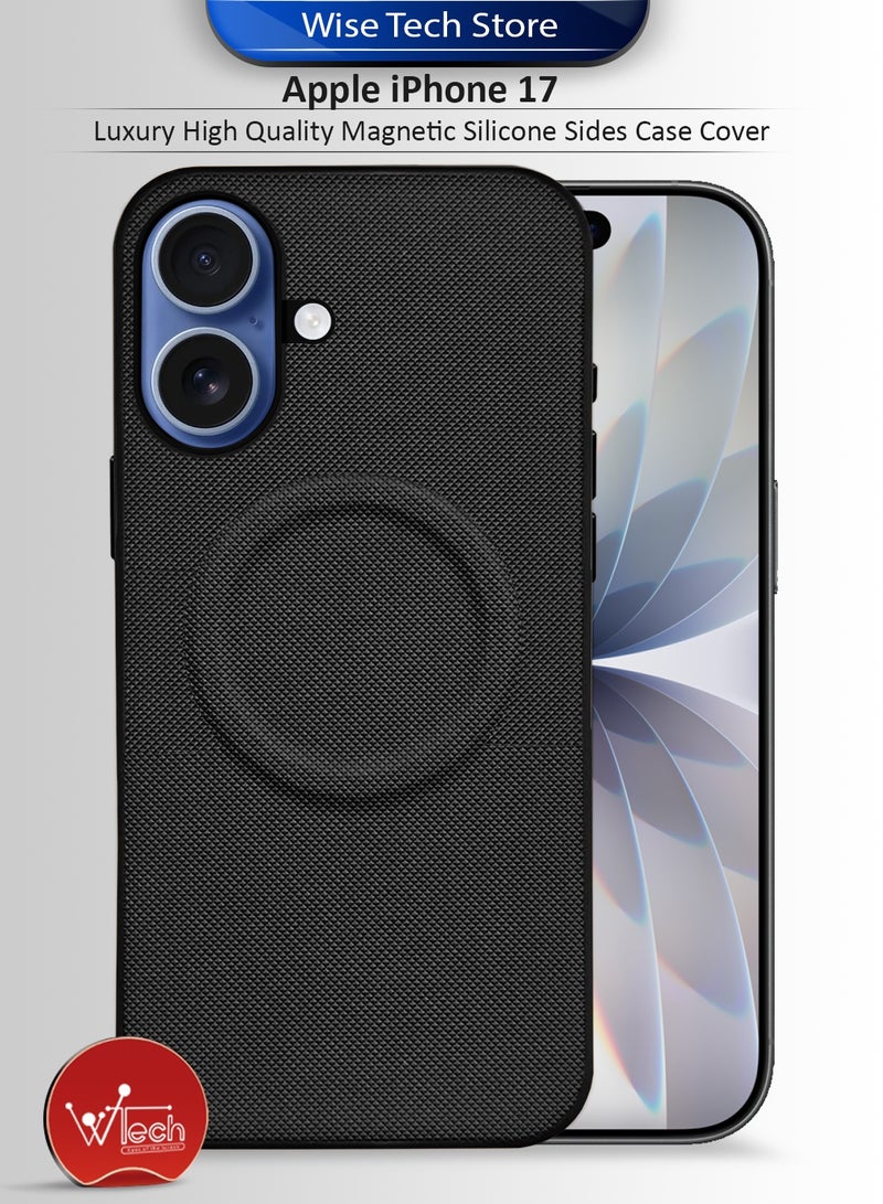 Wtech Apple iPhone 17 5G 2025 Luxury High Quality Magnetic Silicone Sides Case Cover (MCRPSN) - Black - Image 1
