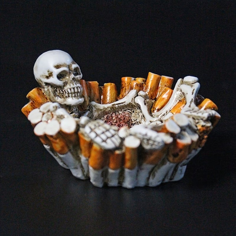 Resin Realistic Cigarette Butt Skull Ashtray Creative Gothic Style - Image 3