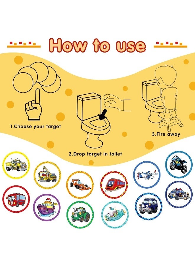 Eersida 120 Pcs Toilet Targets for Potty Training Boy Pee Tinkle Target Travel Potties Flushable Car Animal Potty Training Sticker You Pee on Toilet Aiming Target for Toddler Boy(Transportation Style) - Image 4