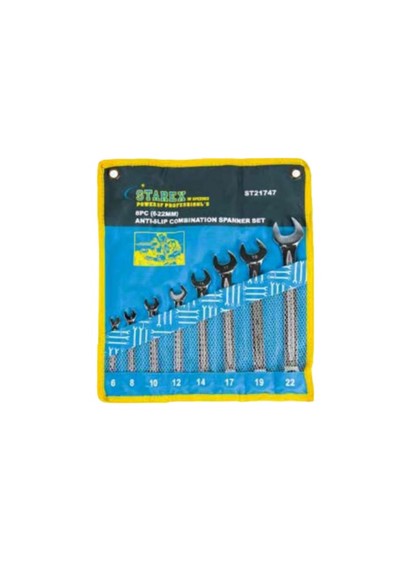 Starex Spanner Combination 8pcs(6-22mm) Sets Anti-Slip Chrome Polish Pouch Pkg Starex 21747