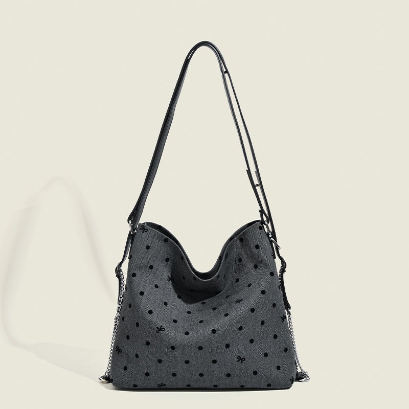 Large-Capacity Student Class Polka Dot Tote Bag Multi-Functional Shoulder Crossbody Bag Armpit Bag For Women - Image 2