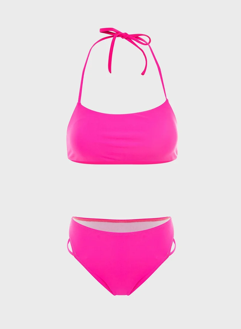 Coconut Cove Joanne Strap Detail Halter Neck Bikini Set