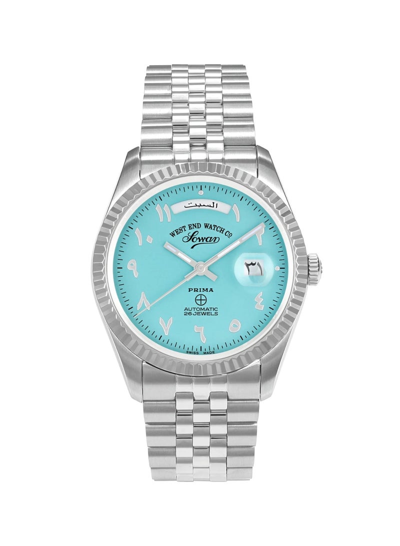 ويست إند ووتش كو ساعة West End Watch أوتوماتيك بقرص عربي، صناعة سويسرية أصلية، بوجه لون تيفاني 💎 - Image 1