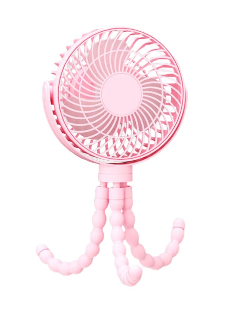 Turtees Rechargeable Portable Stroller Fan – 360° Rotating, 3-Speed Quiet USB Cooling Fan with Flexible Tripod for Baby Pram, Desk & Travel