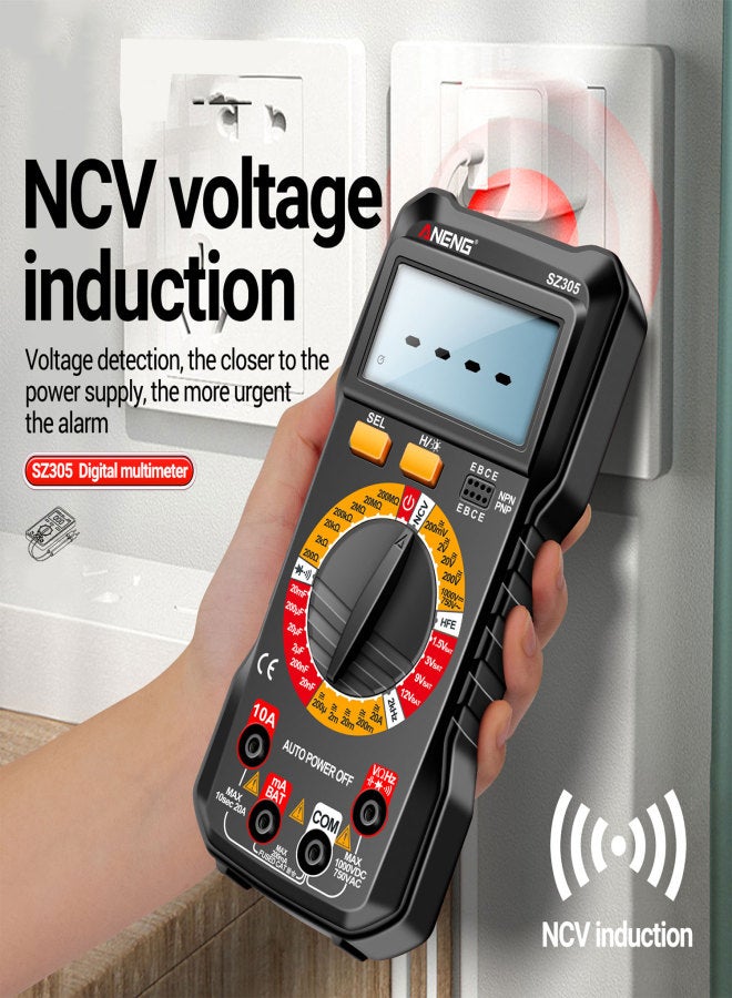 أنينج مقياس لجهود ANENG SZ305 لقياس السعة، محترف، 1999 عد، مقياس فولت سمارت، مقياس أوم، يقيس بسرعة وبدقة الجهد، التيار، المقاومة، تردد السعة، ديود hFE. - Image 4