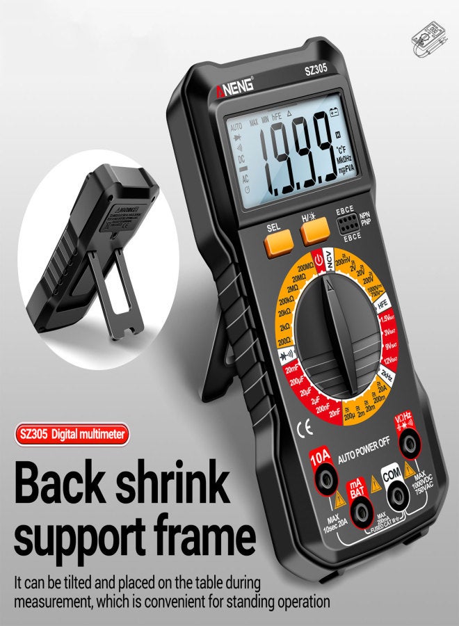 أنينج مقياس لجهود ANENG SZ305 لقياس السعة، محترف، 1999 عد، مقياس فولت سمارت، مقياس أوم، يقيس بسرعة وبدقة الجهد، التيار، المقاومة، تردد السعة، ديود hFE. - Image 2