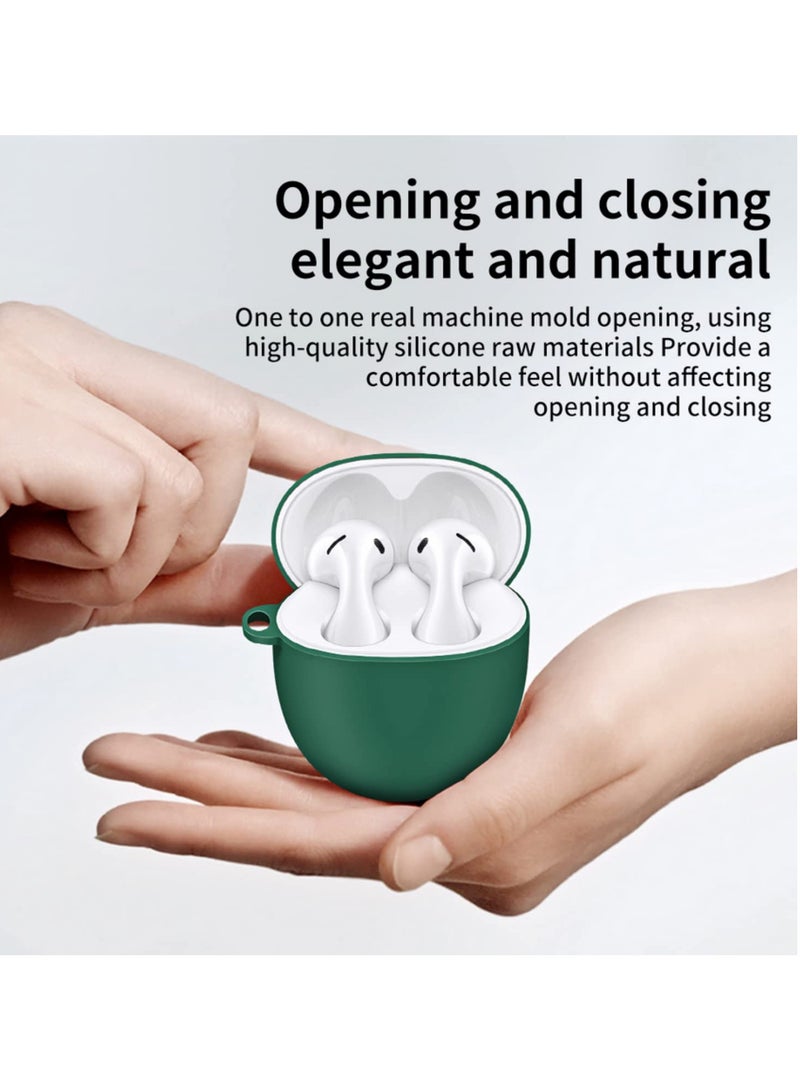 Compatible with Huawei FreeBuds 5 Case Shockproof Silicone Cover Solid Color Earphone Protective Box Skin Full Cover Accessories Green - Image 3