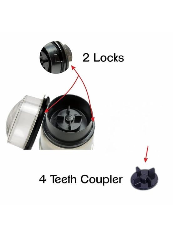 Generic RRS Combo Chutney Jar Mixer Jar 250 Ml 400 Ml Suitable For All Local Branded Mixer Which Comes With 2 Lock 4 Teeth Coupler  - Image 3