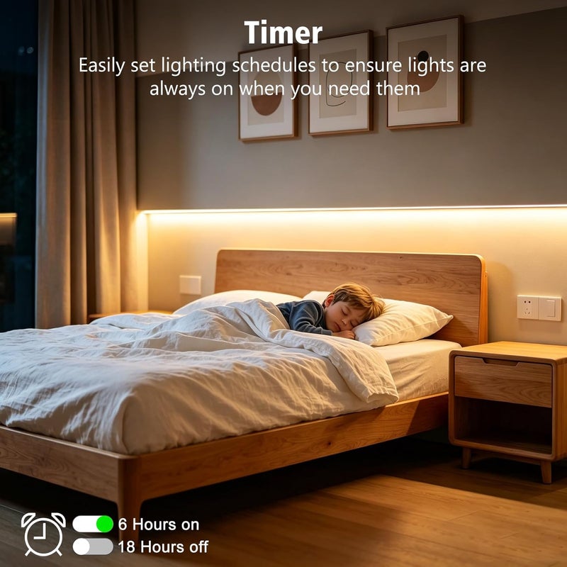 echosari Battery Powered Led Strip Lights with Remote Warm White, 8 Modes, Dimmable, Timer, Self-Adhesive, Cuttable, Waterproof, 9.8FT 90Led Strip Lights for TV Kitchen Cupboard Bedroom Decor | Strip Lights Battery Operated with Timer, Self-Adhesive, Cuttable for TV Kitchen Cupboard Bedroom Kitchen Indoor Decor - Image 4