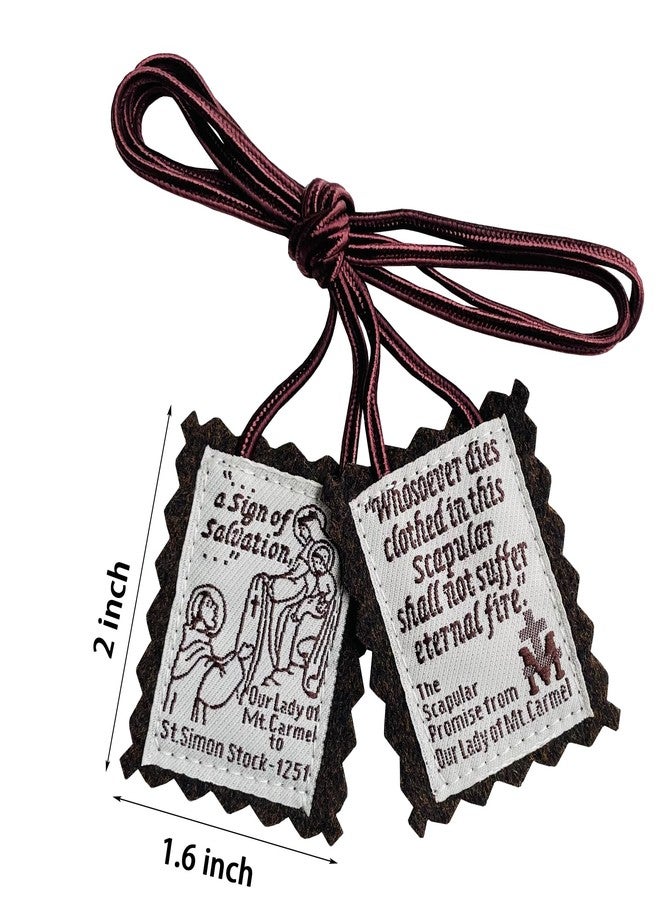 TALPGOD Scapulars Catholic,3 Pack Bulk Brown Scapular Of Our Lady Of Mount Carmel,Escapularios Catolicos Scapular Catholic Necklaces Gift For First Holy Communion and Confirmation Mexican Folk Art Decoration - Image 2