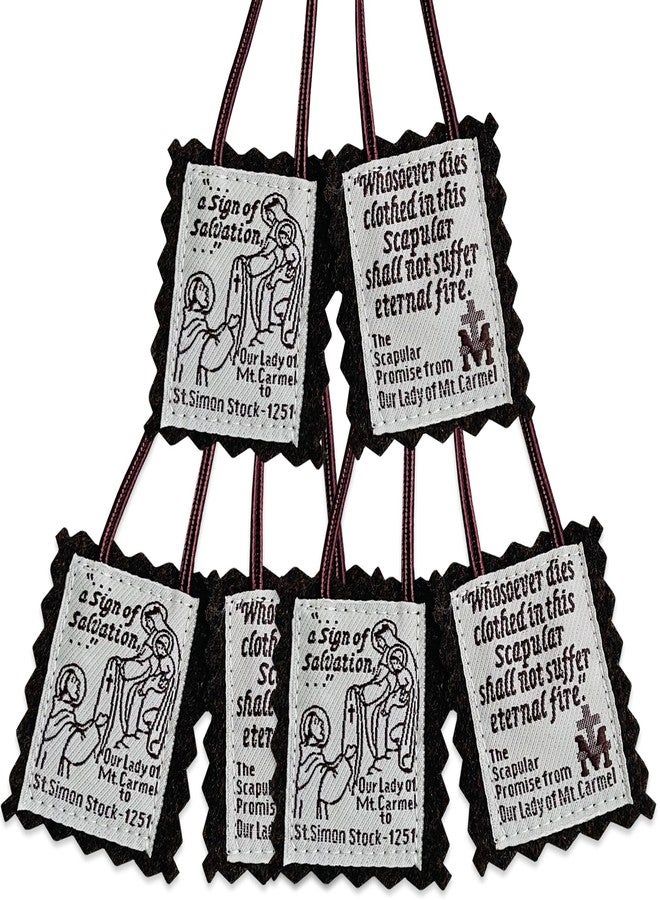 TALPGOD Scapulars Catholic,3 Pack Bulk Brown Scapular Of Our Lady Of Mount Carmel,Escapularios Catolicos Scapular Catholic Necklaces Gift For First Holy Communion and Confirmation Mexican Folk Art Decoration - Image 1