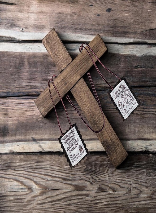 TALPGOD Scapulars Catholic,3 Pack Bulk Brown Scapular Of Our Lady Of Mount Carmel,Escapularios Catolicos Scapular Catholic Necklaces Gift For First Holy Communion and Confirmation Mexican Folk Art Decoration - Image 4